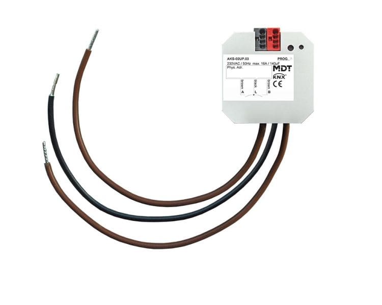 MDT - KNX Schaltaktor 2-fach, UP, 16 A, 230 V AC, C-Last, Standard, 140 µF