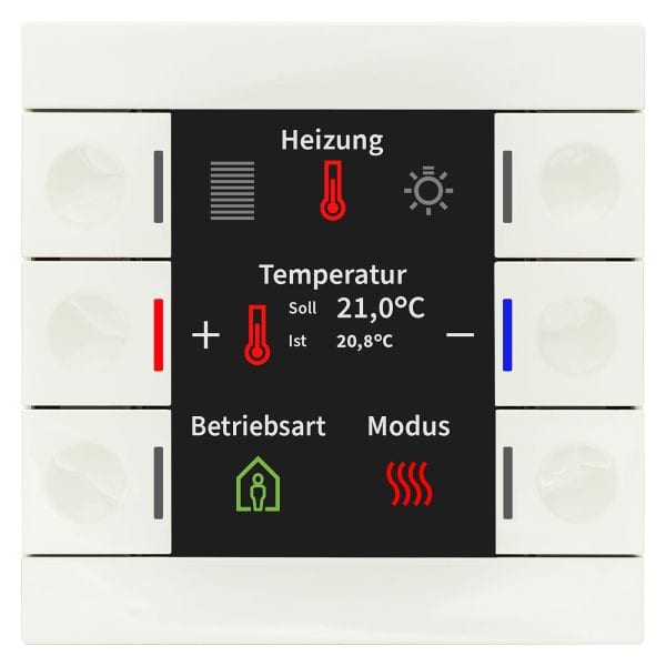 MDT - KNX Taster Smart 86 mit Farbdisplay und Temperatursensor, Reinweiß glänzend
