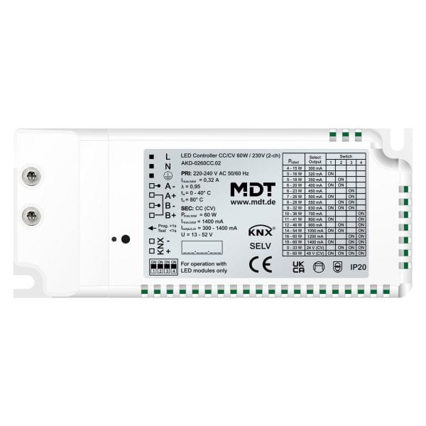 MDT - KNX LED Controller CC/CV 60 W / 230 V 2-Kanal