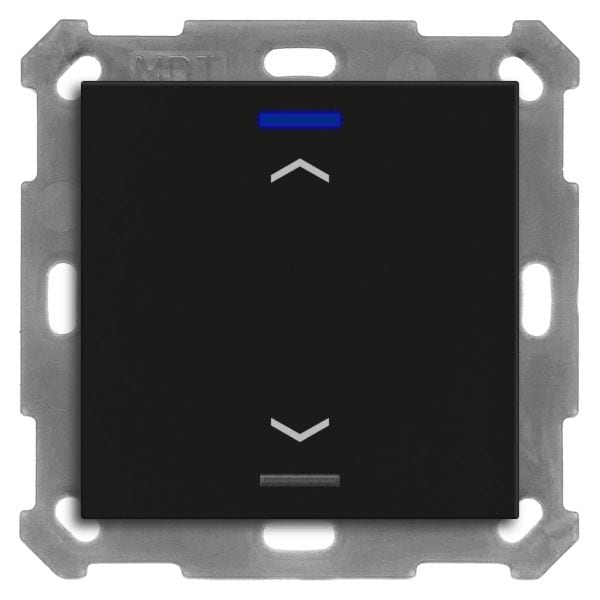 MDT - KNX Taster Light 55 1-fach, RGBW, Temperatursensor, Schwarz matt, Jalousie