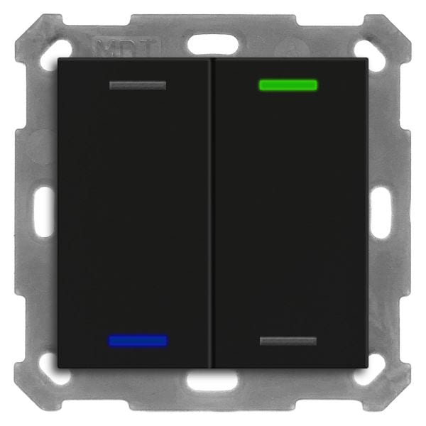 MDT - KNX Taster Light 55 2-fach, RGBW, Temperatursensor, Schwarz matt, Neutral
