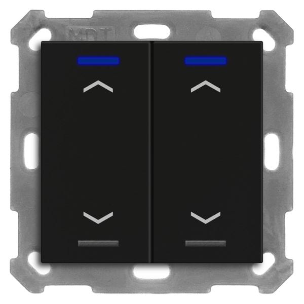 MDT - KNX Taster Light 55 2-fach, RGBW, Temperatursensor, Schwarz matt, Jalousie