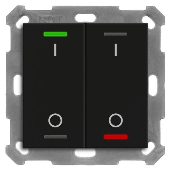 MDT - KNX Taster Light 55 2-fach, RGBW, Temperatursensor, Schwarz matt, Schalten