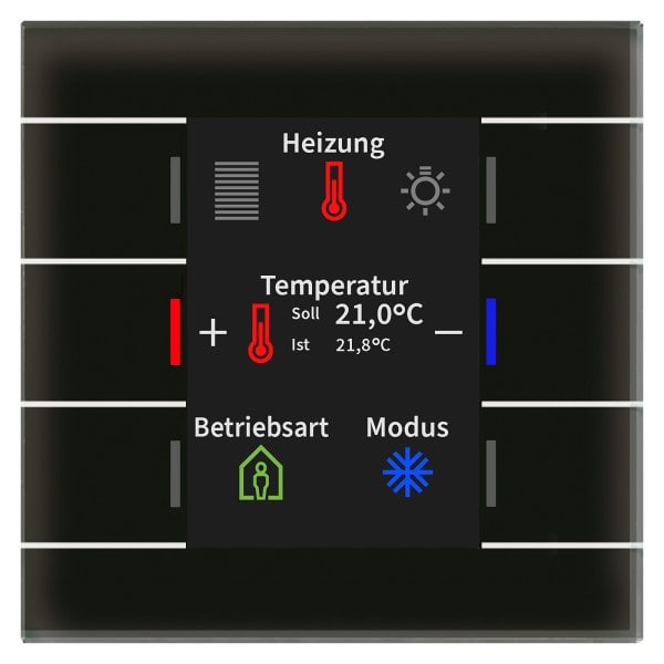 MDT - KNX Glastaster II Smart mit Farbdisplay und Temperatursensor, Schwarz