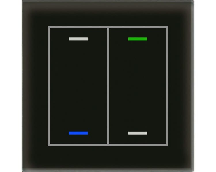MDT - KNX Glastaster II Light 2-fach, RGBW, Temperatursensor, Schwarz, Neutral