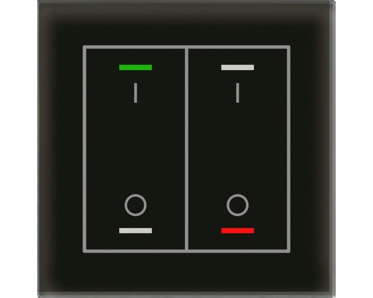 MDT - KNX Glastaster II Light 2-fach, RGBW, Temperatursensor, Schwarz, Schalten