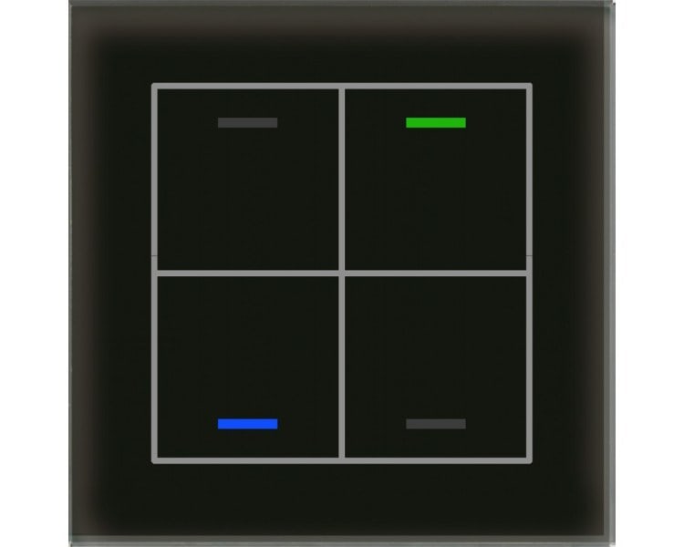 MDT - KNX Glastaster II Light 4-fach, RGBW, Temperatursensor, Schwarz, Neutral