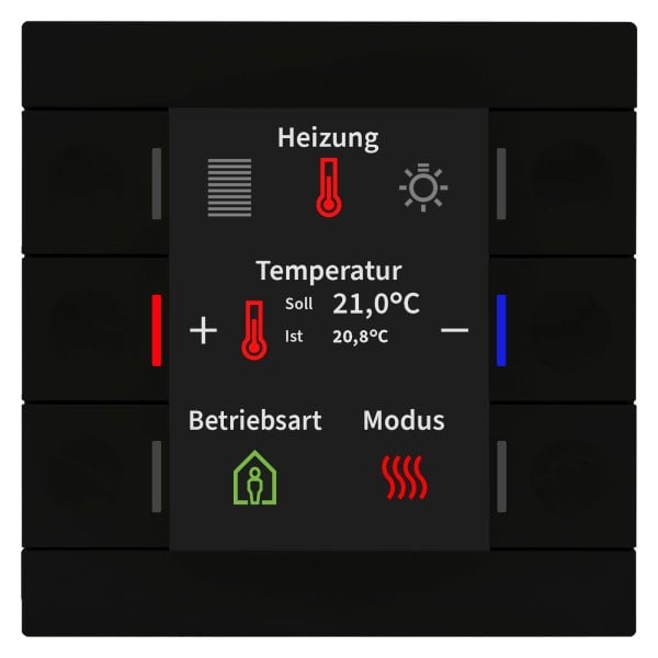 MDT - KNX Taster Smart 86 mit Farbdisplay und Temperatursensor, Schwarz matt