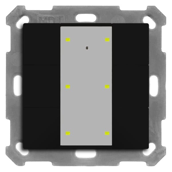 MDT - KNX RF+ Funk Taster Plus 6-fach mit Aktor, 55 mm, Schwarz matt
