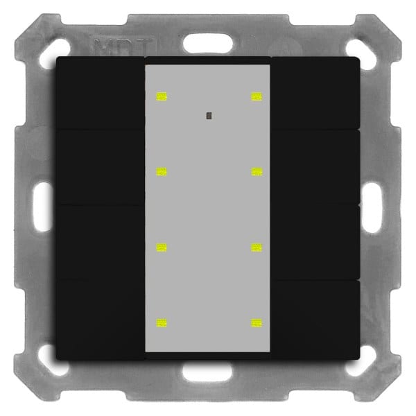 MDT - KNX RF+ Funk Taster Plus 8-fach mit Aktor, 55 mm, Schwarz matt