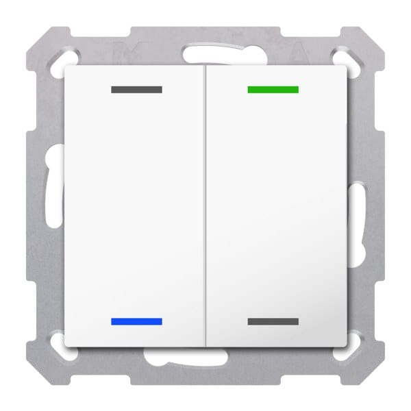 MDT - KNX RF+ Taster Light 55 2-fach, Secure, RGBW, TS, Reinweiß glänzend, Neutral