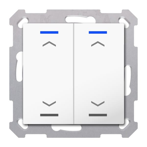 MDT - KNX RF+ Taster Light 55 2-fach, Secure, RGBW, TS, Reinweiß glänzend, Jalousie