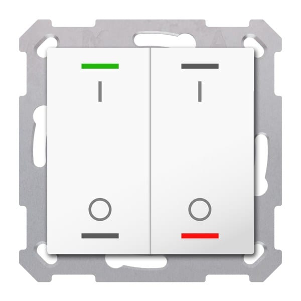 MDT - KNX RF+ Taster Light 55 2-fach, Secure, RGBW, TS, Reinweiß glänzend, Schalten