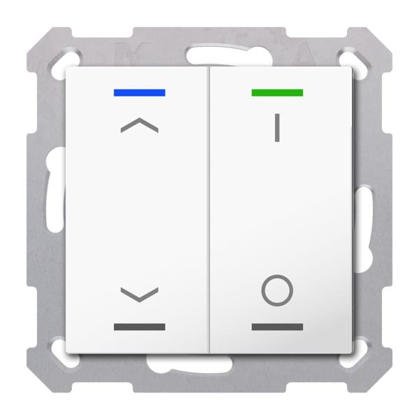 MDT - KNX RF+ Taster Light 55 2-fach, Secure, RGBW, TS, Reinweiß glänzend, Jal._Sch.