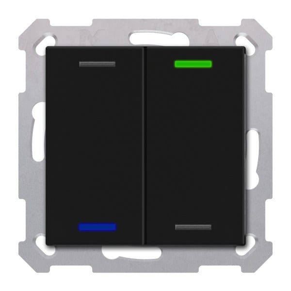 MDT - KNX RF+ Taster Light 55 2-fach, Secure, RGBW, TS, Schwarz matt, Neutral