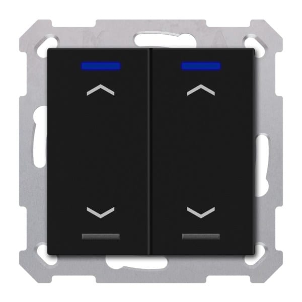 MDT - KNX RF+ Taster Light 55 2-fach, Secure, RGBW, TS, Schwarz matt, Jalousie