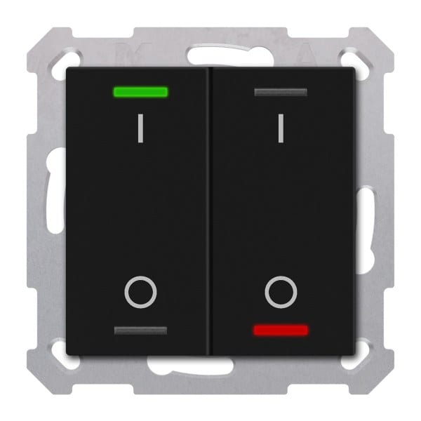 MDT - KNX RF+ Taster Light 55 2-fach, Secure, RGBW, TS, Schwarz matt, Schalten