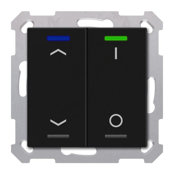 MDT - KNX RF+ Taster Light 55 2-fach, Secure, RGBW, TS, Schwarz matt, Jal._Sch.