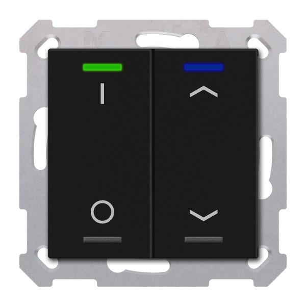 MDT - KNX RF+ Taster Light 55 2-fach, Secure, RGBW, TS, Schwarz matt, Sch._Jal.
