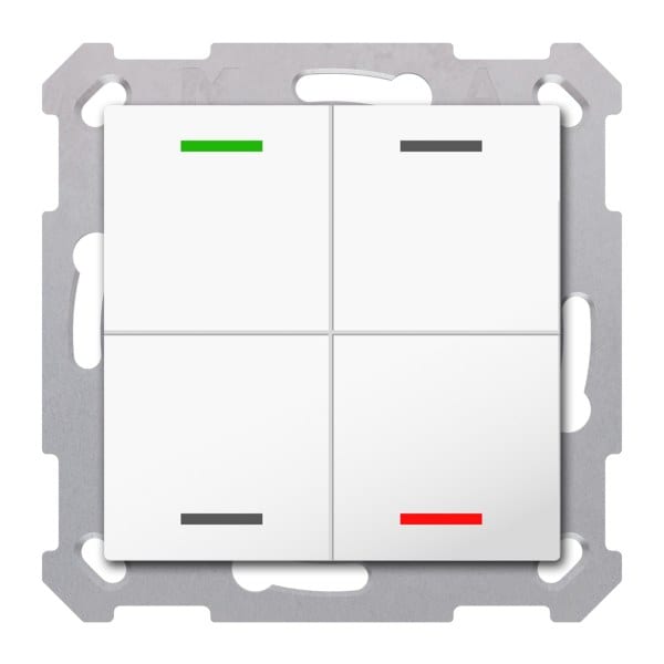 MDT - KNX RF+ Taster Light 55 4-fach, Secure, RGBW, TS, Reinweiß glänzend, Neutral