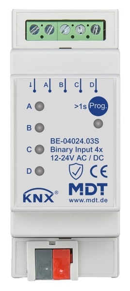MDT - KNX Binäreingang 4-fach, 2TE REG, Ausführung 24 V AC/DC, Secure