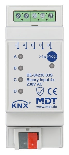 MDT - KNX Binäreingang 4-fach, 2TE REG, Ausführung 230 V AC, Secure