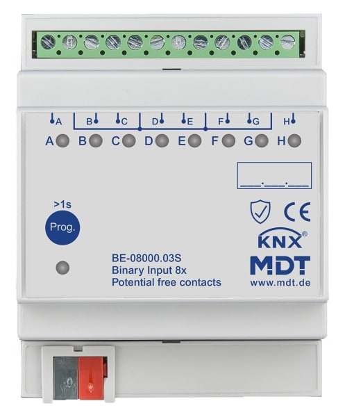 MDT - KNX Binäreingang 8-fach, 4TE REG, Ausführung potentialfrei, Secure