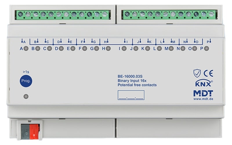MDT - KNX Binäreingang 16-fach, 8TE REG, Ausführung potentialfrei, Secure