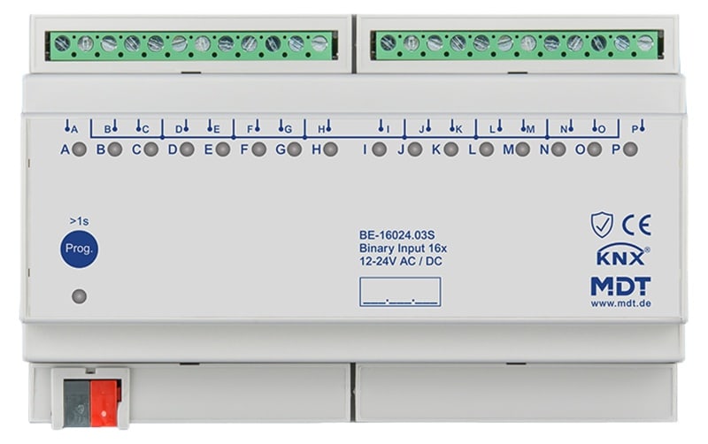 MDT - KNX Binäreingang 16-fach, 8TE REG, Ausführung 24 V AC/DC, Secure