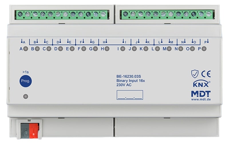 MDT - KNX Binäreingang 16-fach, 8TE REG, Ausführung 230 V AC, Secure