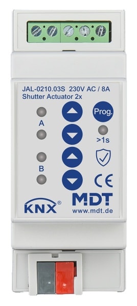 MDT - KNX Jalousieaktor 2-fach, 2TE REG, 8 A, 230 V AC, Secure