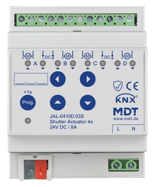 MDT - KNX Jalousieaktor 4-fach, 4TE REG, 8 A, 24 V DC, Secure