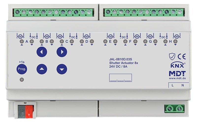 MDT - KNX Jalousieaktor 8-fach, 8TE REG, 8 A, 24 V DC, Secure