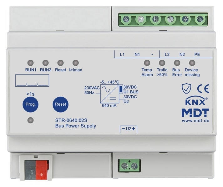 MDT - KNX Redundante Busspannungsversorgung mit Diagnose, 6TE REG, 640 mA, Secure