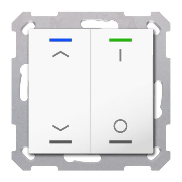 MDT - KNX Taster Light 55 2-fach, RGBW, Reinweiß glänzend, Jalousie_Schalten, Secure