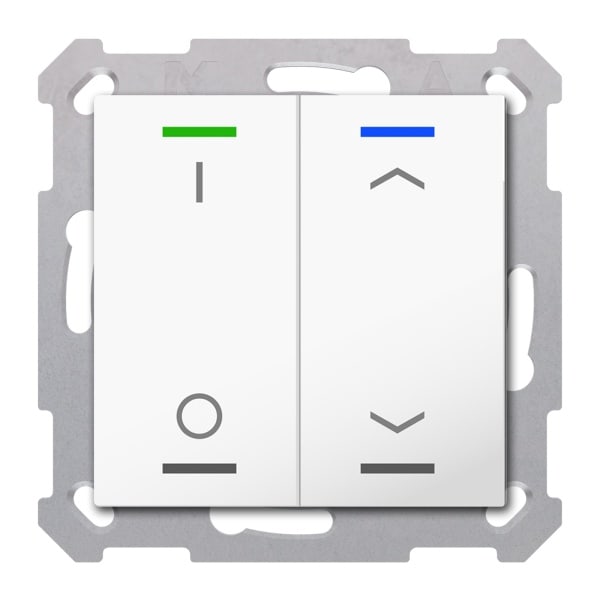 MDT - KNX Taster Light 55 2-fach, RGBW, Reinweiß glänzend, Schalten_Jalousie, Secure