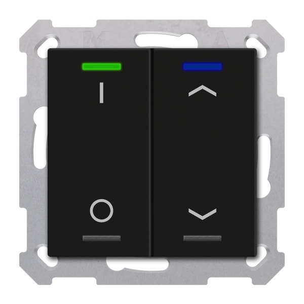 MDT - KNX Taster Light 55 2-fach, RGBW, Schwarz matt, Schalten_Jalousie, Secure