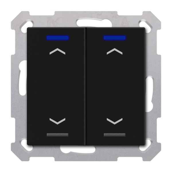 MDT - KNX Taster Light 55 2-fach,RGBW,TS, Schwarz matt, Jalousie, Secure