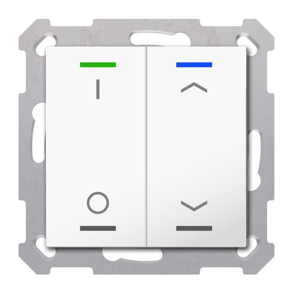 MDT - KNX Taster Light 55 2-fach,RGBW,TS, Reinweiß glänzend, Schalten_Jalousie, Secure
