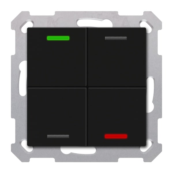 MDT - KNX Taster Light 55 4-fach,RGBW,TS, Schwarz matt, Neutral, Secure