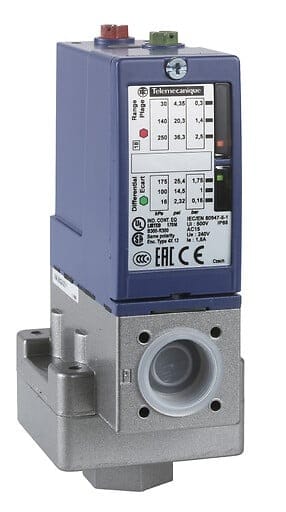 TELEMECANIQUE - Drucksensor, -0,14--1bar G1/4'', 1S1Ö, M20, Lu/Wa/Öl b. 70°C