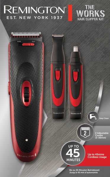 REMINGTON - Haarschneide-Set Netz/Akku 1-30mm +Präzisionstr +Rotationstr sw-ro