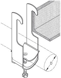 DIETZEL - Kabelschelle, für Ø 145-150 mm, Winkelprofil bis 40 mm, 203 mm, verzinkt
