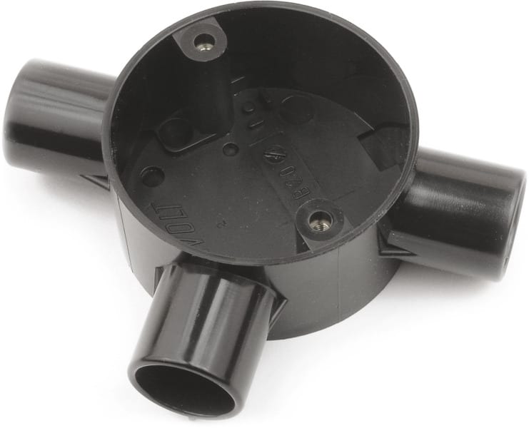 DIETZEL - Abzweigdose, Ø 20 mm, T-Form, Ø 65x32 mm, schwarz