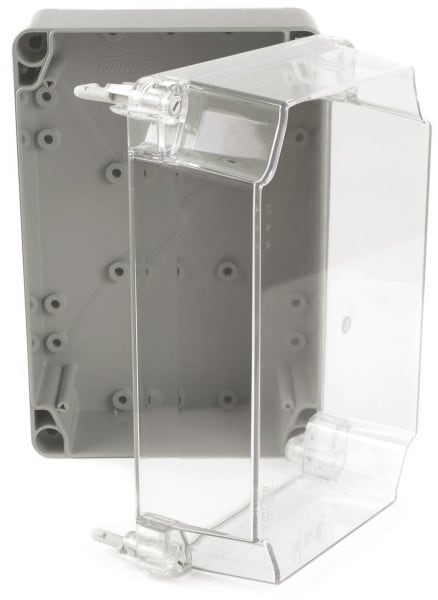 DIETZEL - PVC-Panzerkasten, ohne Vorprägung, mit transparentem Deckel, 300x200x125mm, grau