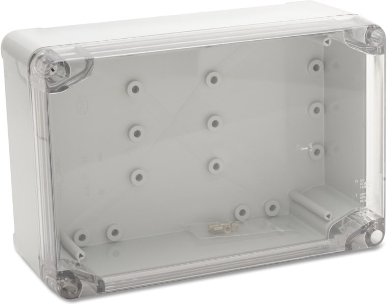 DIETZEL - PVC-Panzerkasten, ohne Vorprägung, mit transparentem Deckel, 105x105x64mm, hellgrau