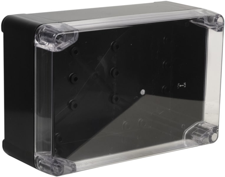 DIETZEL - HFT-Panzerkasten, ohne Vorprägung, mit transparentem Deckel, 105x105x64mm, schwarz