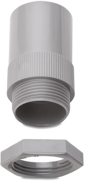DIETZEL - PVC-Anschlussverschraubung mit Sechskantmutter, Ø 20 mm, grau