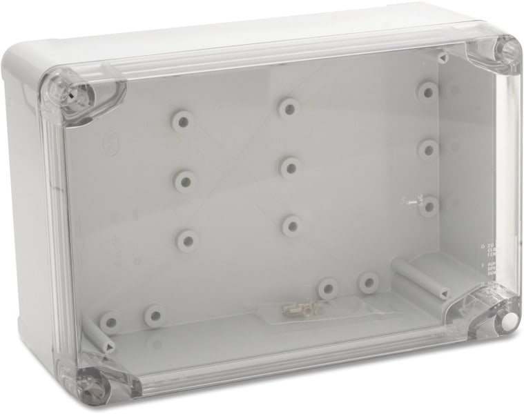 DIETZEL - HFT-Panzerkasten, ohne Vorprägung, mit transparentem Deckel, 300x200x125mm, hellgrau