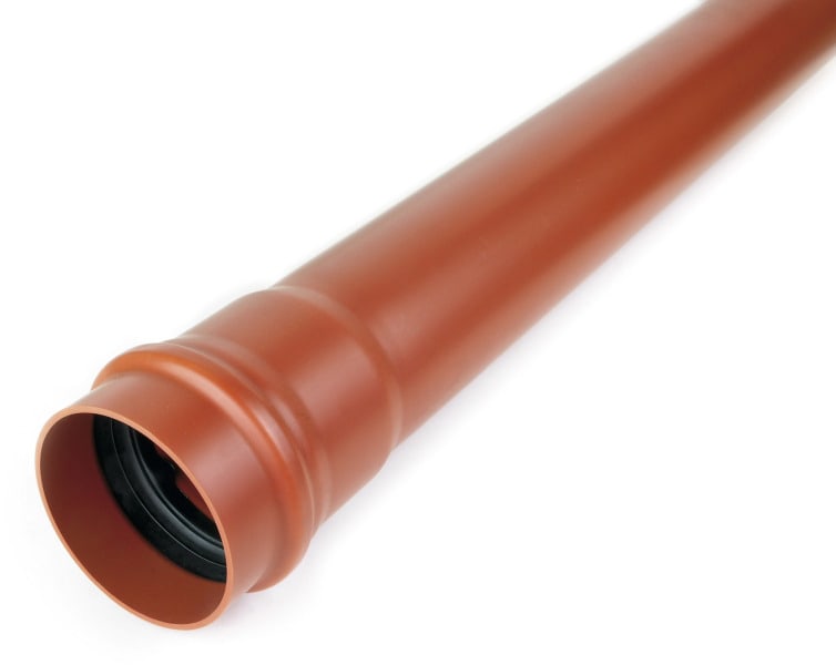 DIETZEL - PVC-Kabelkanalrohr, Ø 160mm, starr, mit Muffe und Profildichtring, orangebraun, 5 m